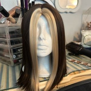 Synthetic asymmetrical Bob style wig